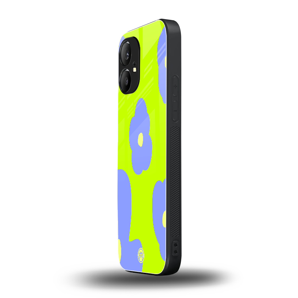 chartreuse arctic flowers back phone cover | glass case for nothing phone 1