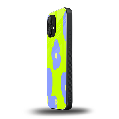 chartreuse arctic flowers back phone cover | glass case for nothing phone 1