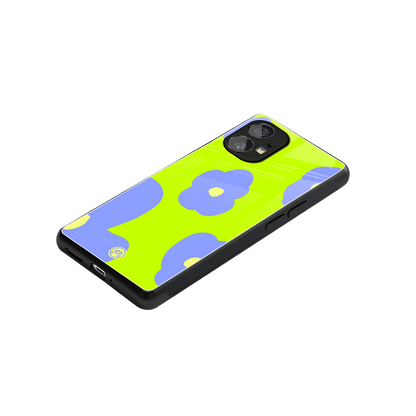 chartreuse arctic flowers back phone cover | glass case for nothing phone 1
