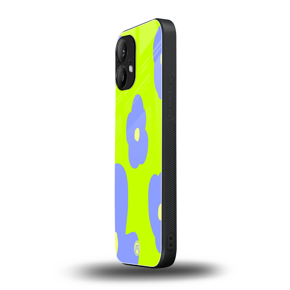chartreuse arctic flowers back phone cover | glass case for nothing phone 2