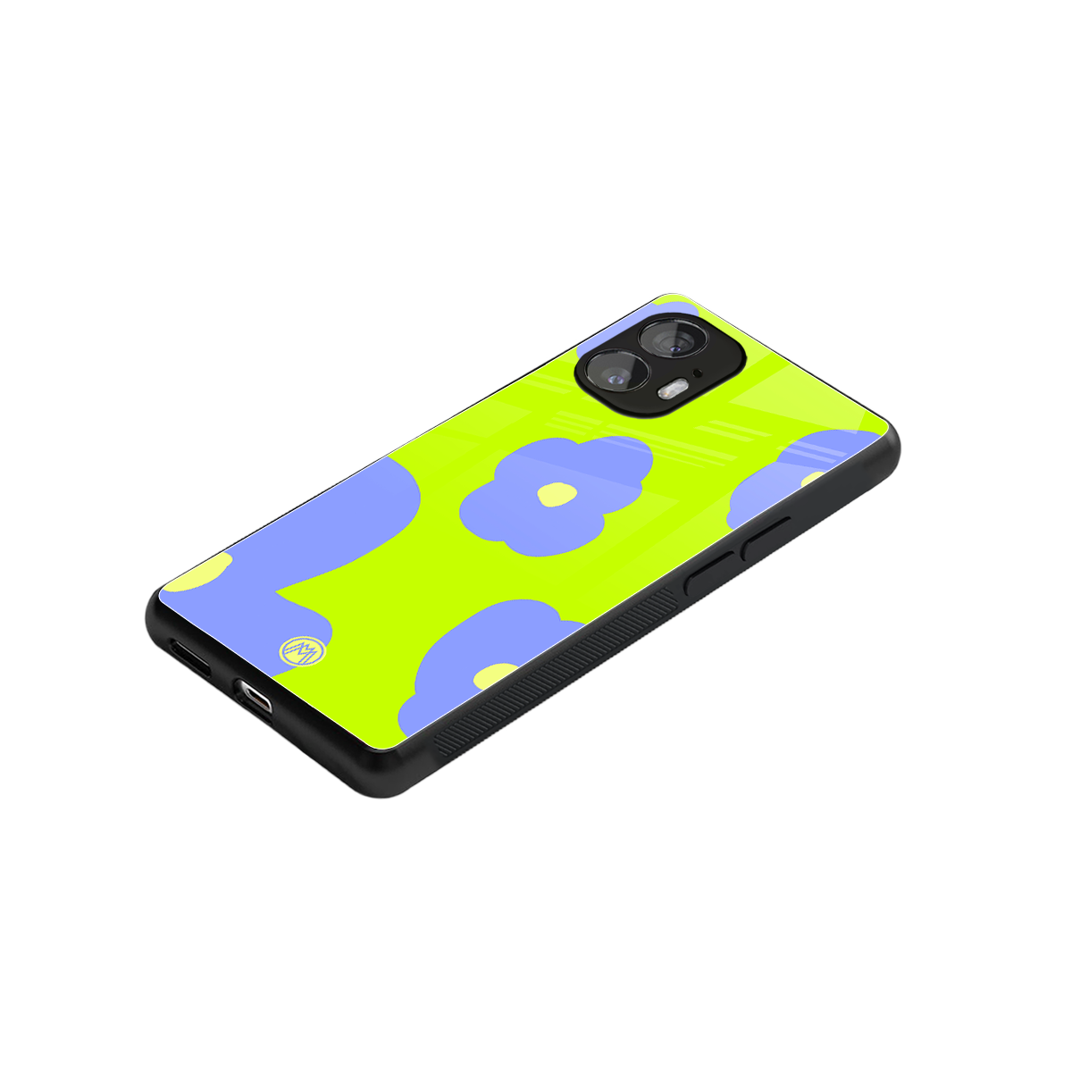 chartreuse arctic flowers back phone cover | glass case for nothing phone 2