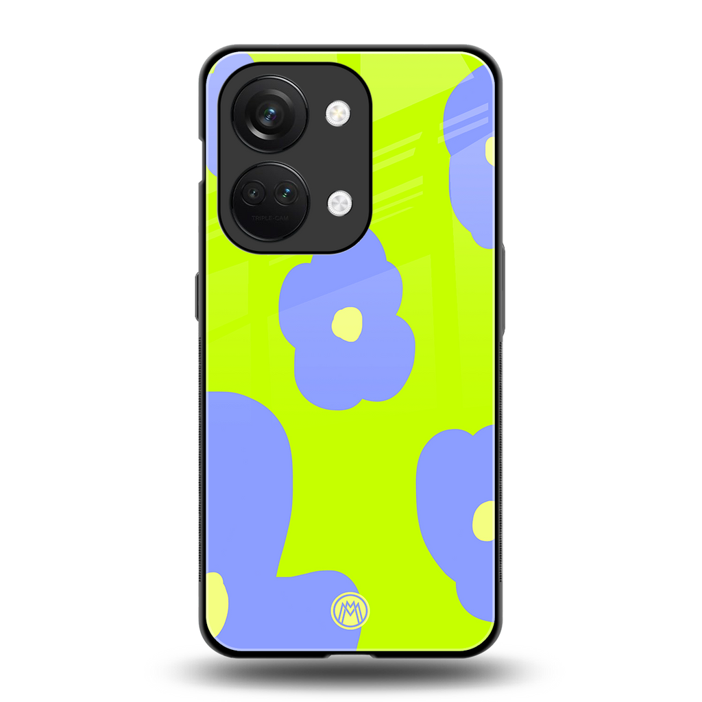 chartreuse arctic flowers back phone cover | glass case for oneplus nord 3