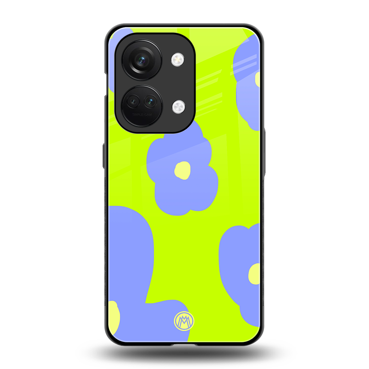 chartreuse arctic flowers back phone cover | glass case for oneplus nord 3