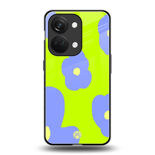 chartreuse arctic flowers back phone cover | glass case for oneplus nord 3
