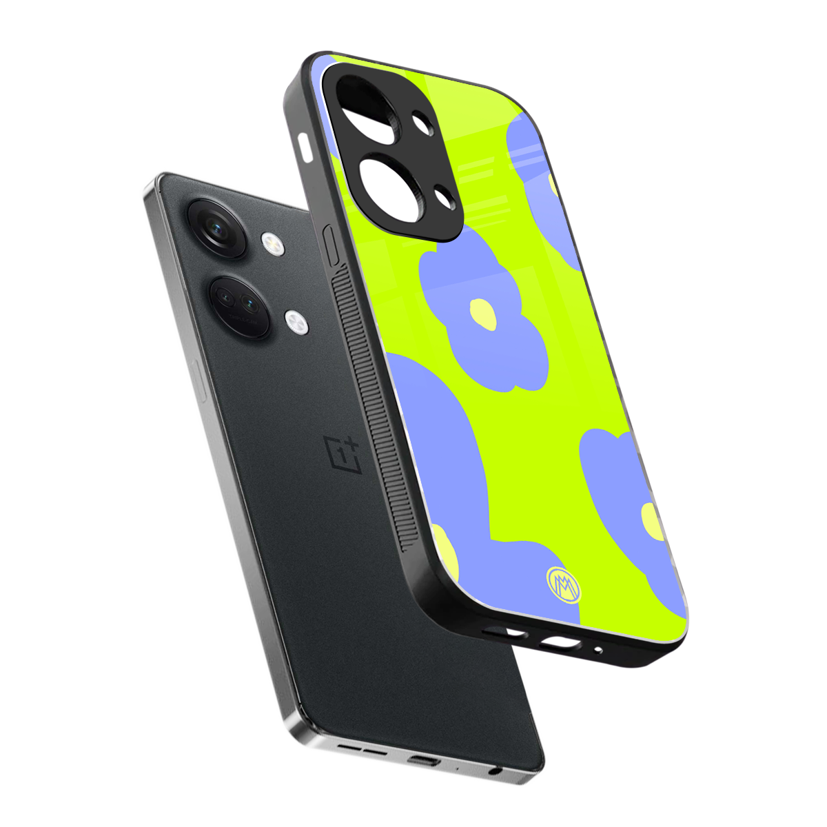 chartreuse arctic flowers back phone cover | glass case for oneplus nord 3