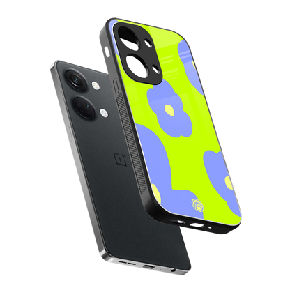 chartreuse arctic flowers back phone cover | glass case for oneplus nord 3