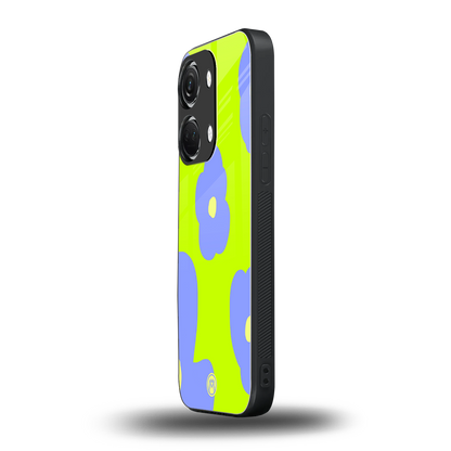 chartreuse arctic flowers back phone cover | glass case for oneplus nord 3
