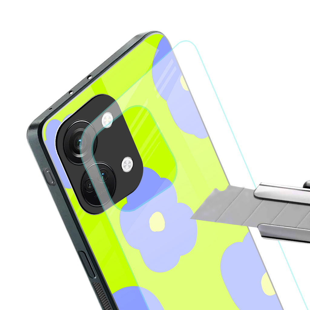 chartreuse arctic flowers back phone cover | glass case for oneplus nord 3