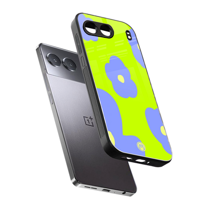 chartreuse arctic flowers back phone cover | glass case for oneplus nord 4