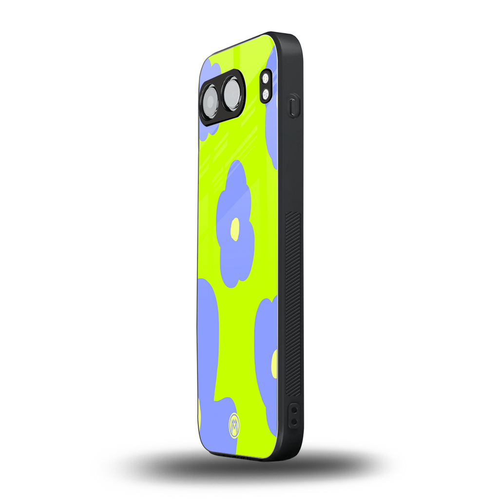 chartreuse arctic flowers back phone cover | glass case for oneplus nord 4