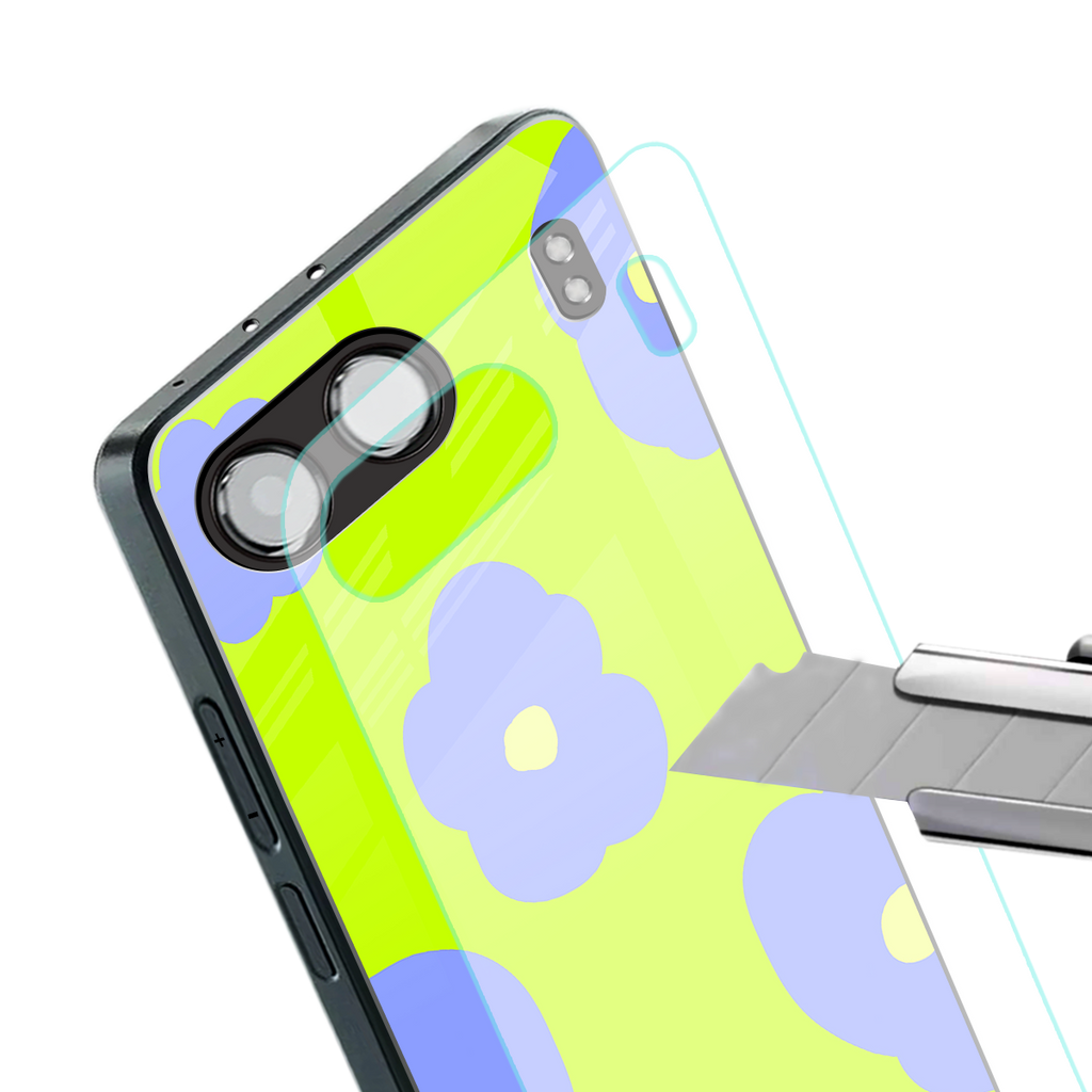 chartreuse arctic flowers back phone cover | glass case for oneplus nord 4