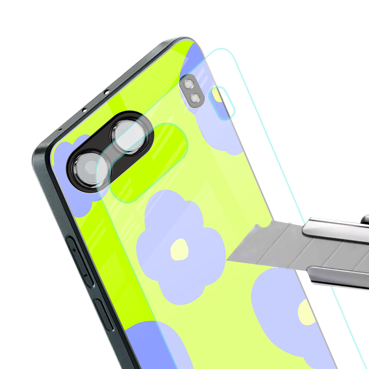 chartreuse arctic flowers back phone cover | glass case for oneplus nord 4