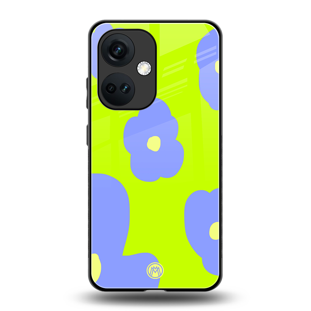 chartreuse arctic flowers back phone cover | glass case for oneplus nord ce 3