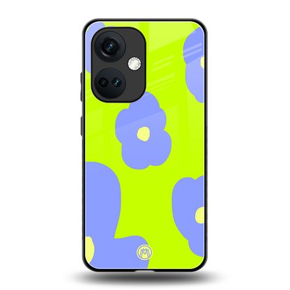 chartreuse arctic flowers back phone cover | glass case for oneplus nord ce 3