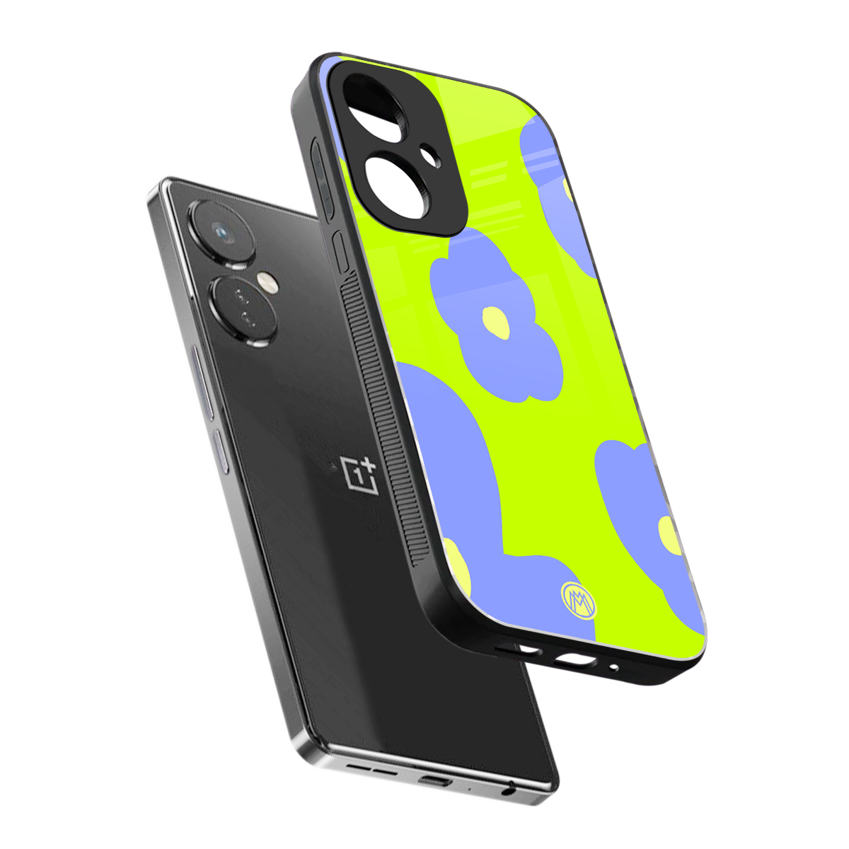 chartreuse arctic flowers back phone cover | glass case for oneplus nord ce 3