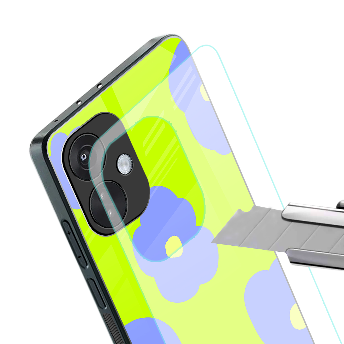 chartreuse arctic flowers back phone cover | glass case for oneplus nord ce 3