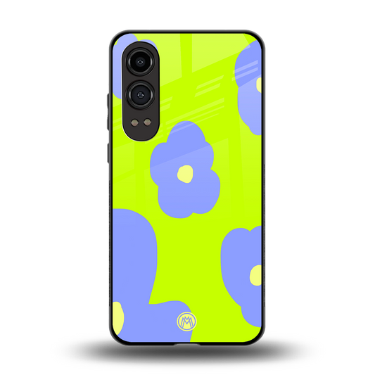 chartreuse arctic flowers back phone cover | glass case for oneplus nord ce 4 lite