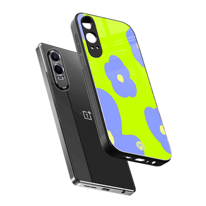 chartreuse arctic flowers back phone cover | glass case for oneplus nord ce 4 lite