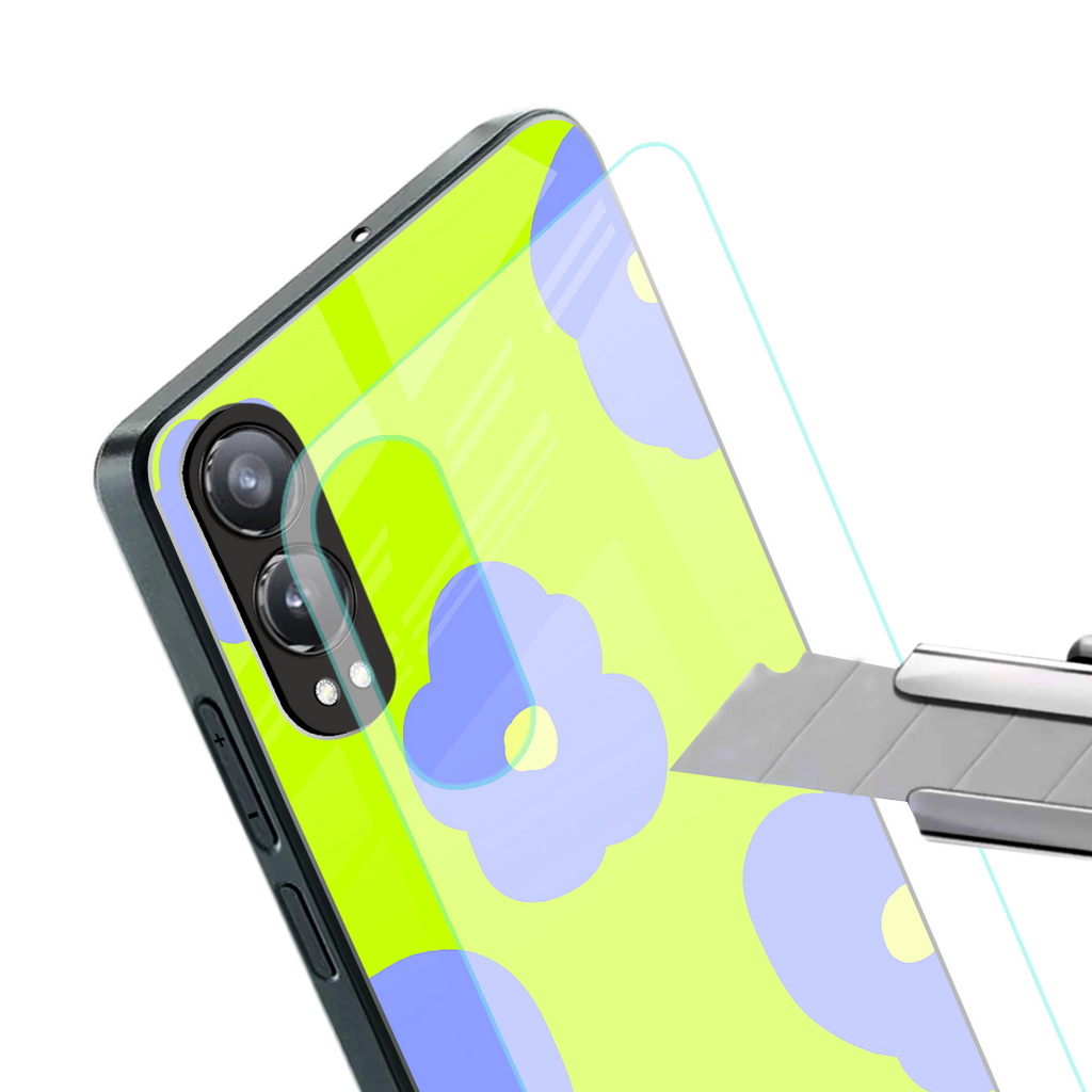 chartreuse arctic flowers back phone cover | glass case for oneplus nord ce 4 lite