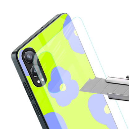 chartreuse arctic flowers back phone cover | glass case for oneplus nord ce 4 lite