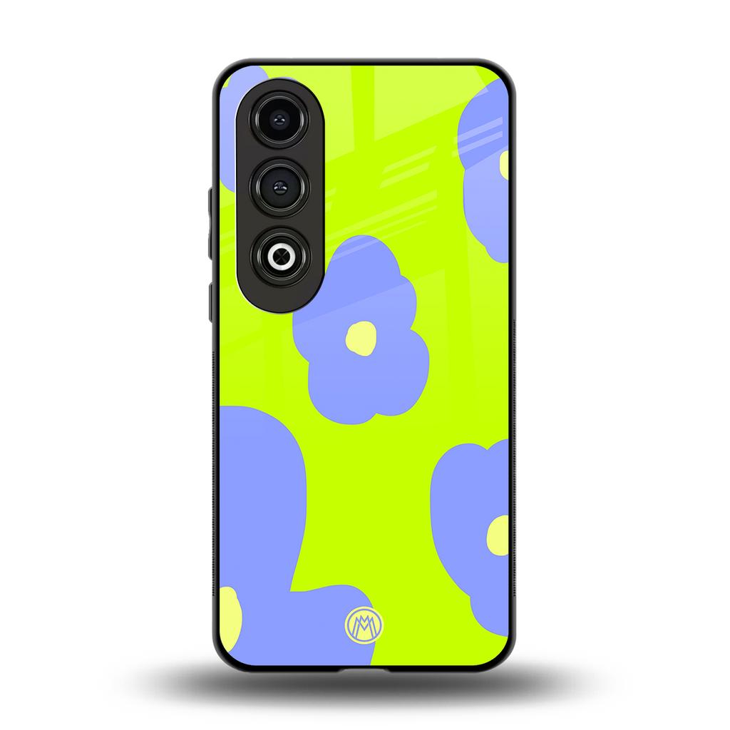 chartreuse arctic flowers back phone cover | glass case for oneplus nord ce 4