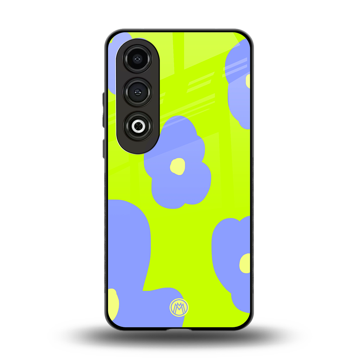 chartreuse arctic flowers back phone cover | glass case for oneplus nord ce 4