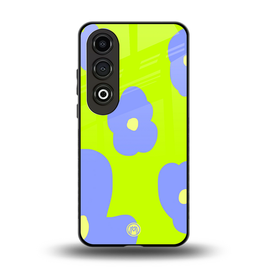 chartreuse arctic flowers back phone cover | glass case for oneplus nord ce 4