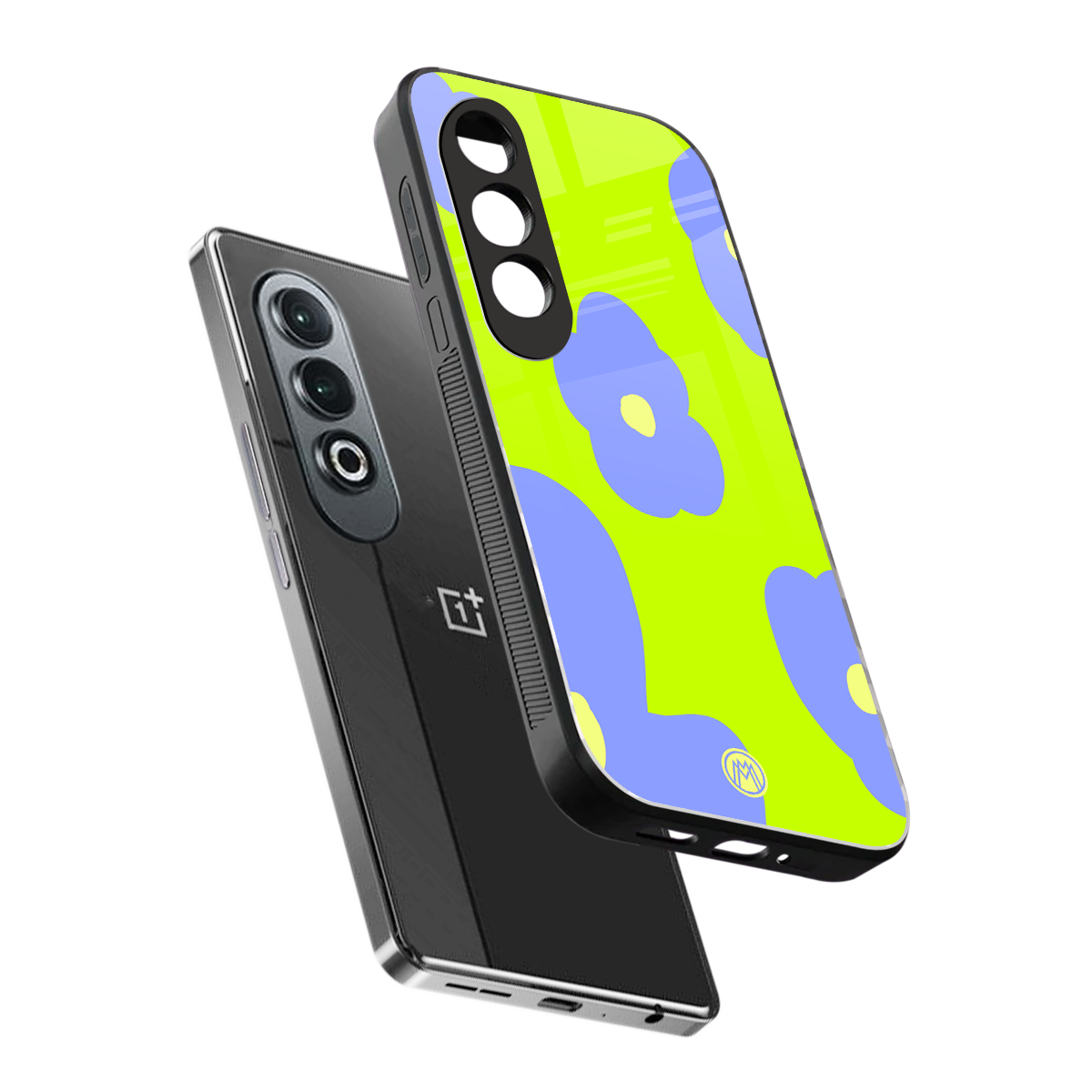 chartreuse arctic flowers back phone cover | glass case for oneplus nord ce 4