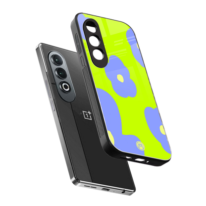 chartreuse arctic flowers back phone cover | glass case for oneplus nord ce 4