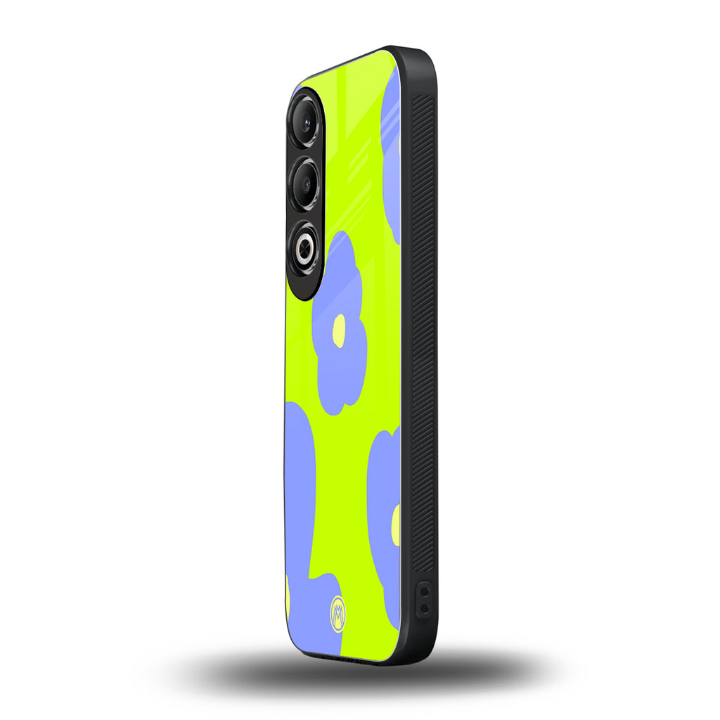 chartreuse arctic flowers back phone cover | glass case for oneplus nord ce 4