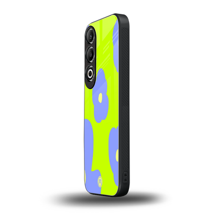 chartreuse arctic flowers back phone cover | glass case for oneplus nord ce 4