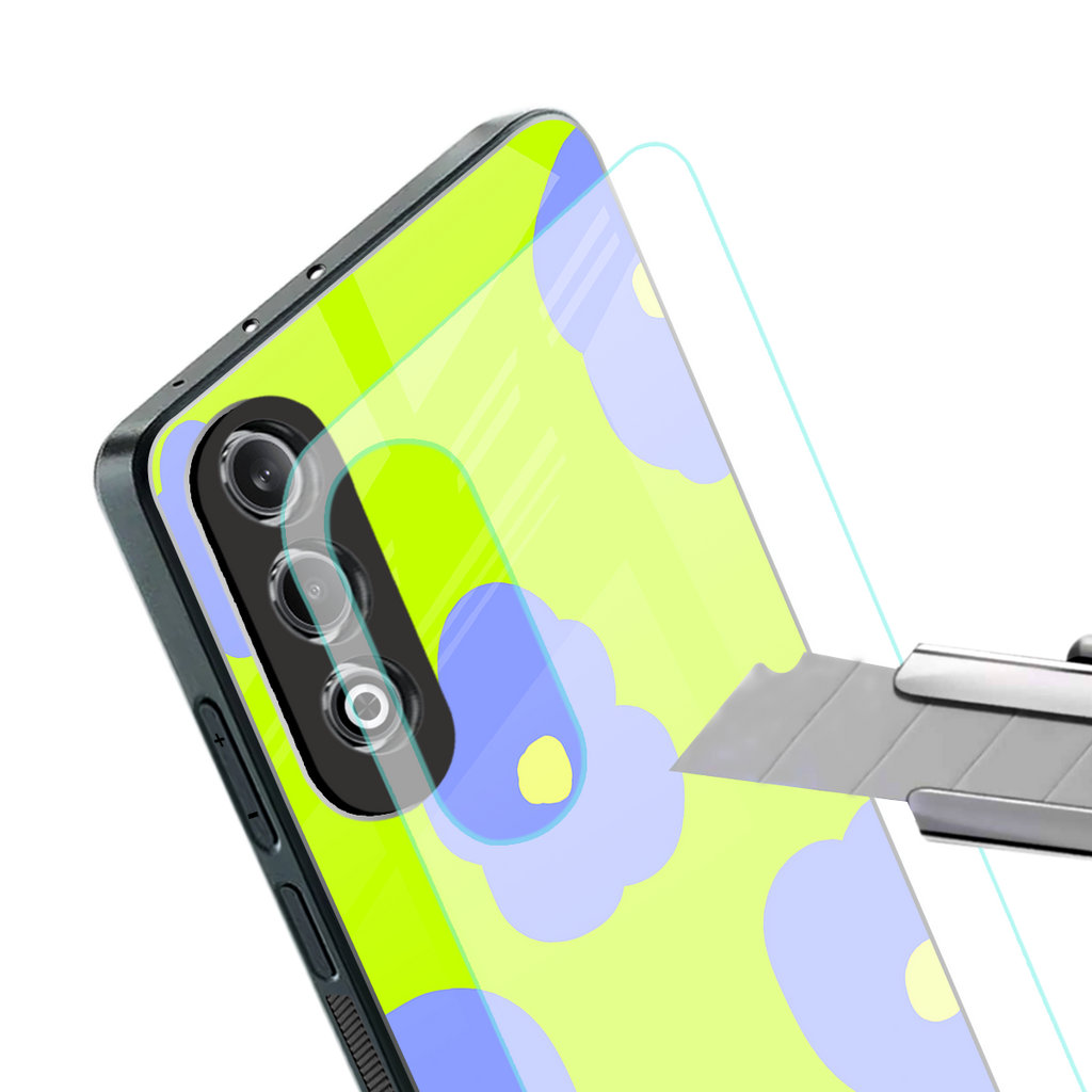 chartreuse arctic flowers back phone cover | glass case for oneplus nord ce 4