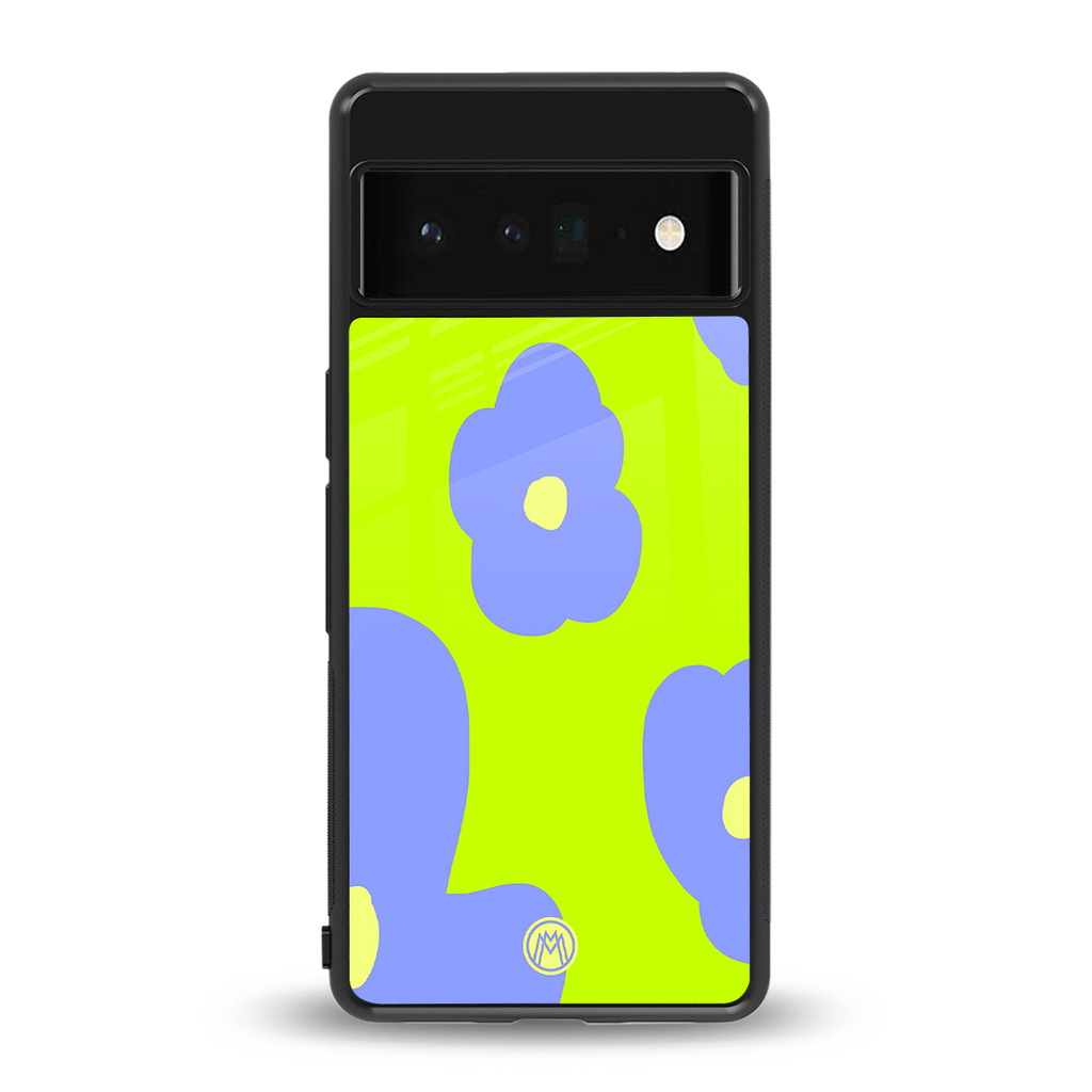 chartreuse arctic flowers back phone cover | glass case for google pixel 6 pro