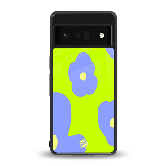 chartreuse arctic flowers back phone cover | glass case for google pixel 6 pro