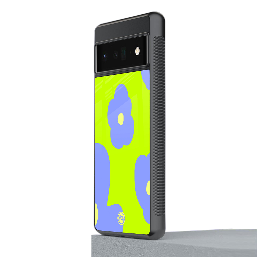 chartreuse arctic flowers back phone cover | glass case for google pixel 6 pro