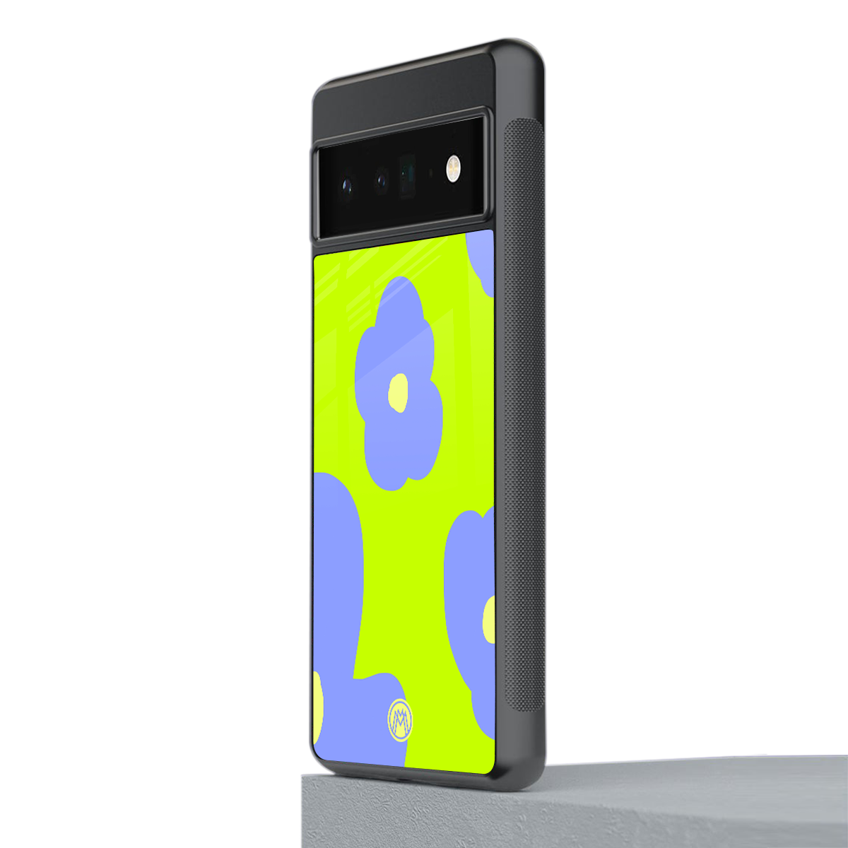 chartreuse arctic flowers back phone cover | glass case for google pixel 6 pro