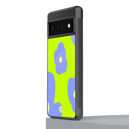 chartreuse arctic flowers back phone cover | glass case for google pixel 6 pro