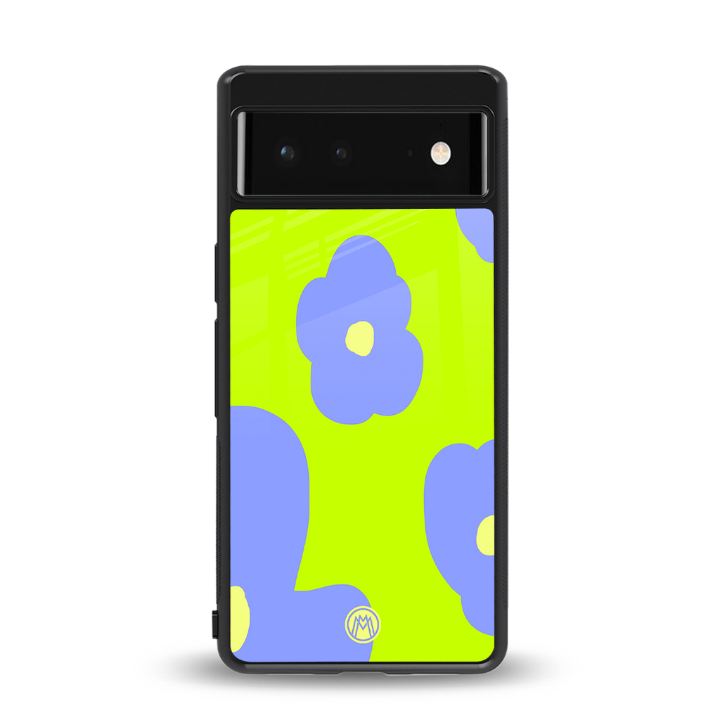 chartreuse arctic flowers back phone cover | glass case for google pixel 6