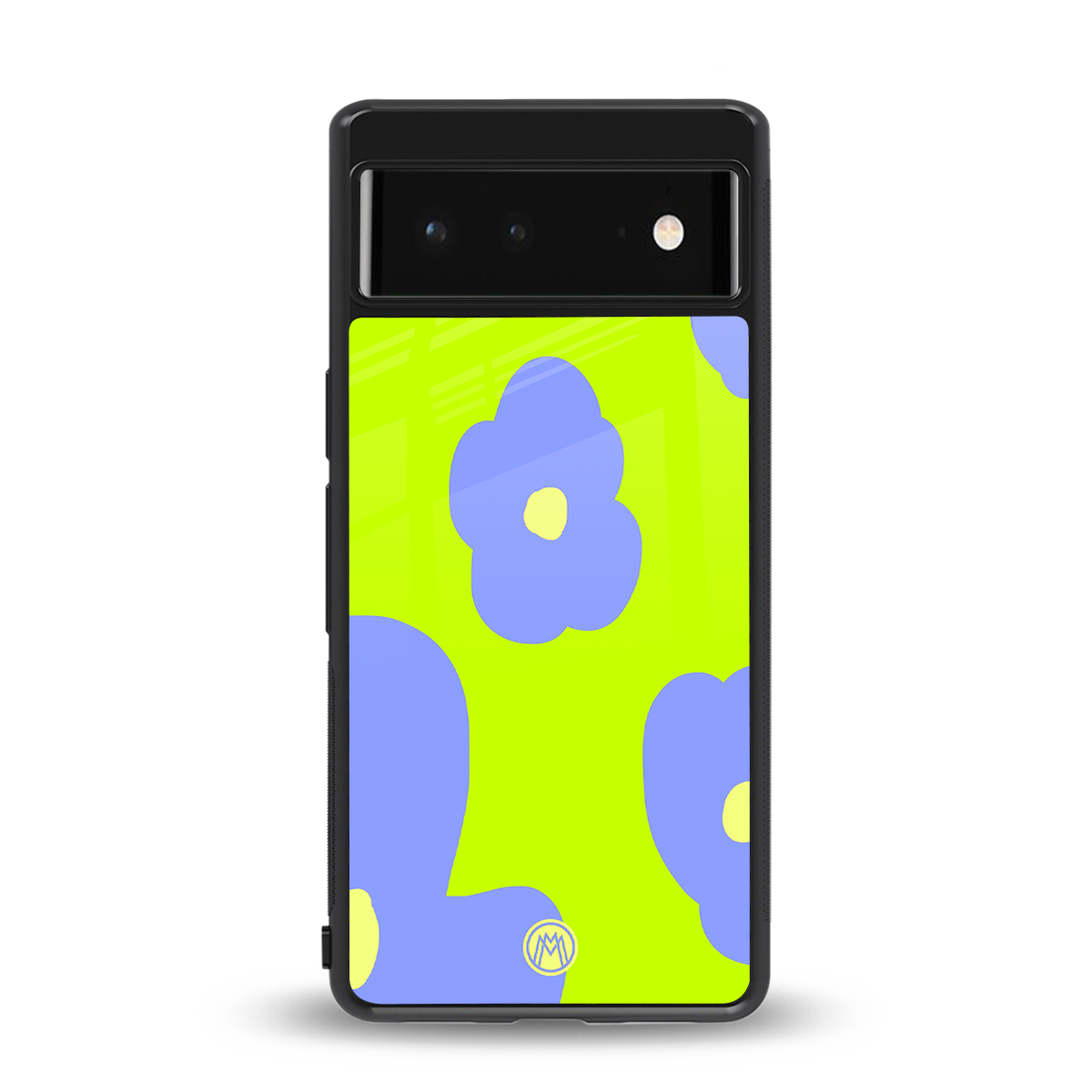chartreuse arctic flowers back phone cover | glass case for Google Pixel 6A