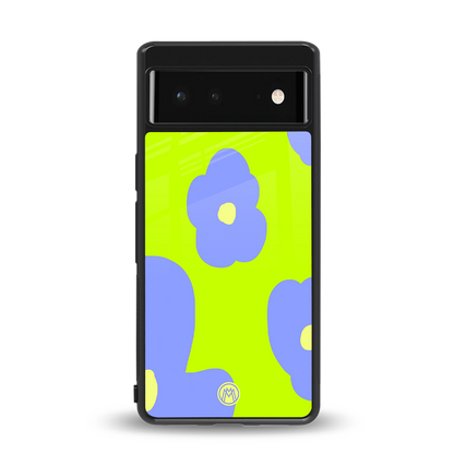 chartreuse arctic flowers back phone cover | glass case for Google Pixel 6A