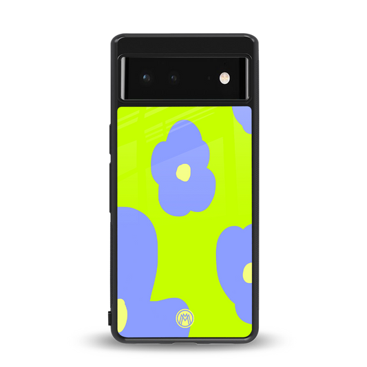 chartreuse arctic flowers back phone cover | glass case for Google Pixel 6A