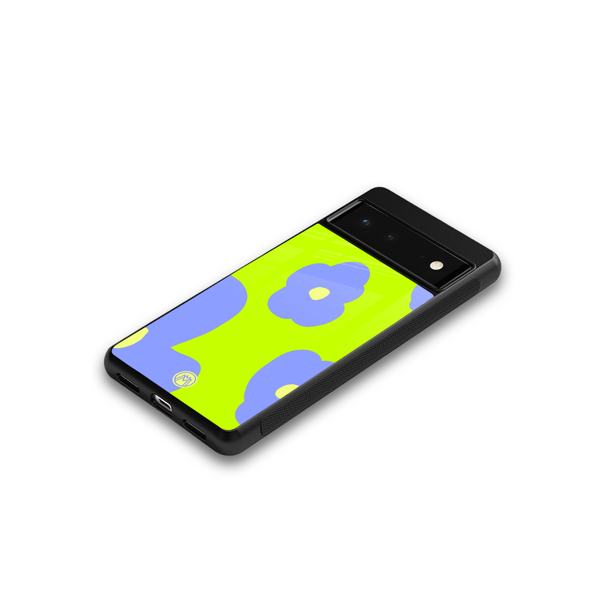chartreuse arctic flowers back phone cover | glass case for Google Pixel 6A