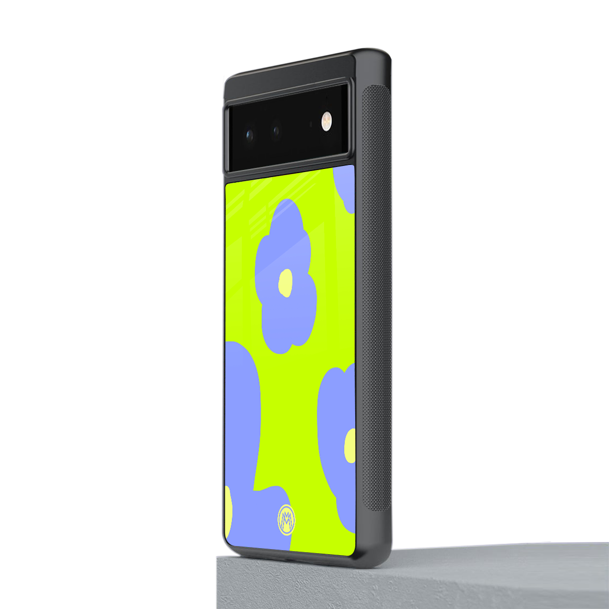 chartreuse arctic flowers back phone cover | glass case for google pixel 6