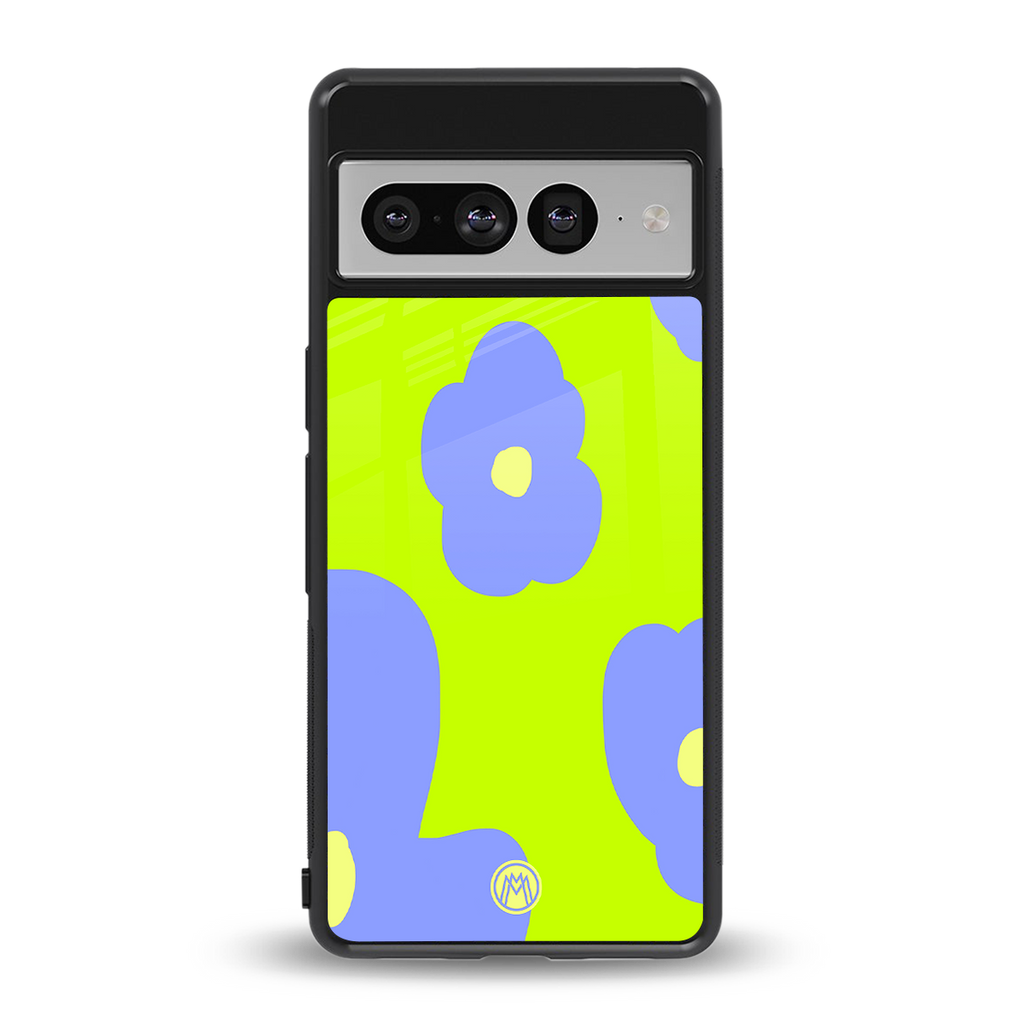 chartreuse arctic flowers back phone cover | glass case for google pixel 7 pro