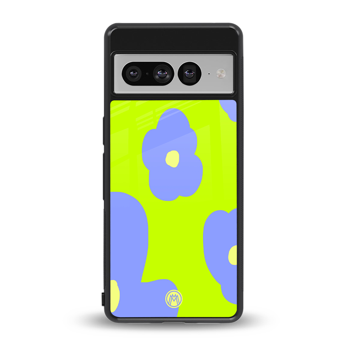 chartreuse arctic flowers back phone cover | glass case for google pixel 7 pro