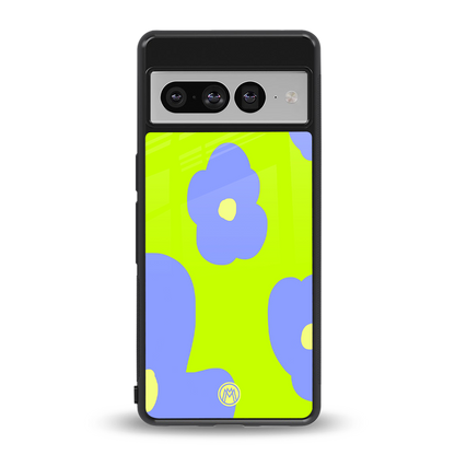 chartreuse arctic flowers back phone cover | glass case for google pixel 7 pro