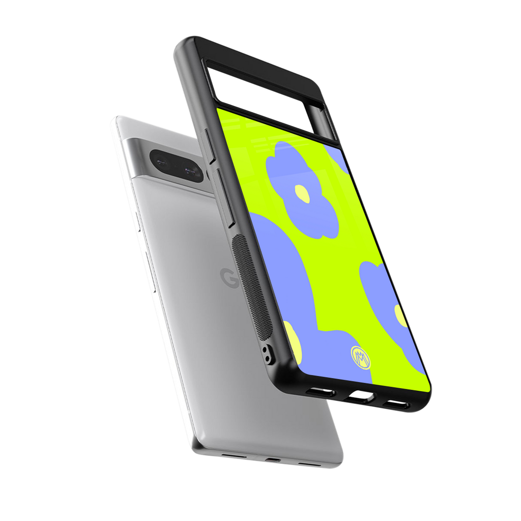 chartreuse arctic flowers back phone cover | glass case for google pixel 7 pro