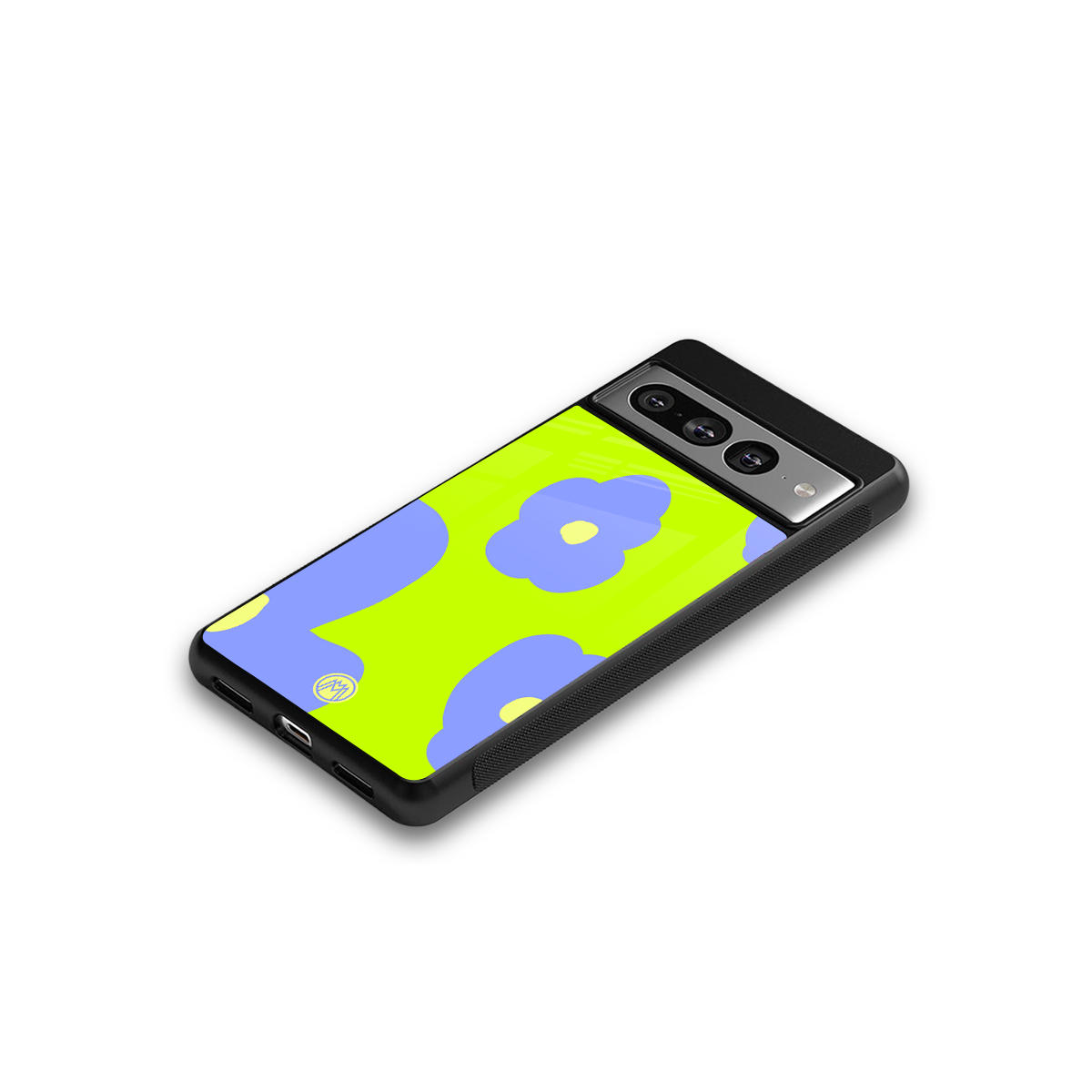 chartreuse arctic flowers back phone cover | glass case for google pixel 7 pro