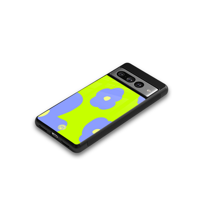 chartreuse arctic flowers back phone cover | glass case for google pixel 7 pro