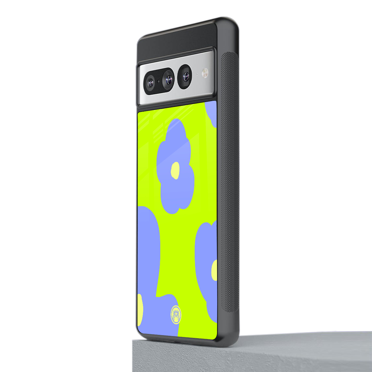 chartreuse arctic flowers back phone cover | glass case for google pixel 7 pro